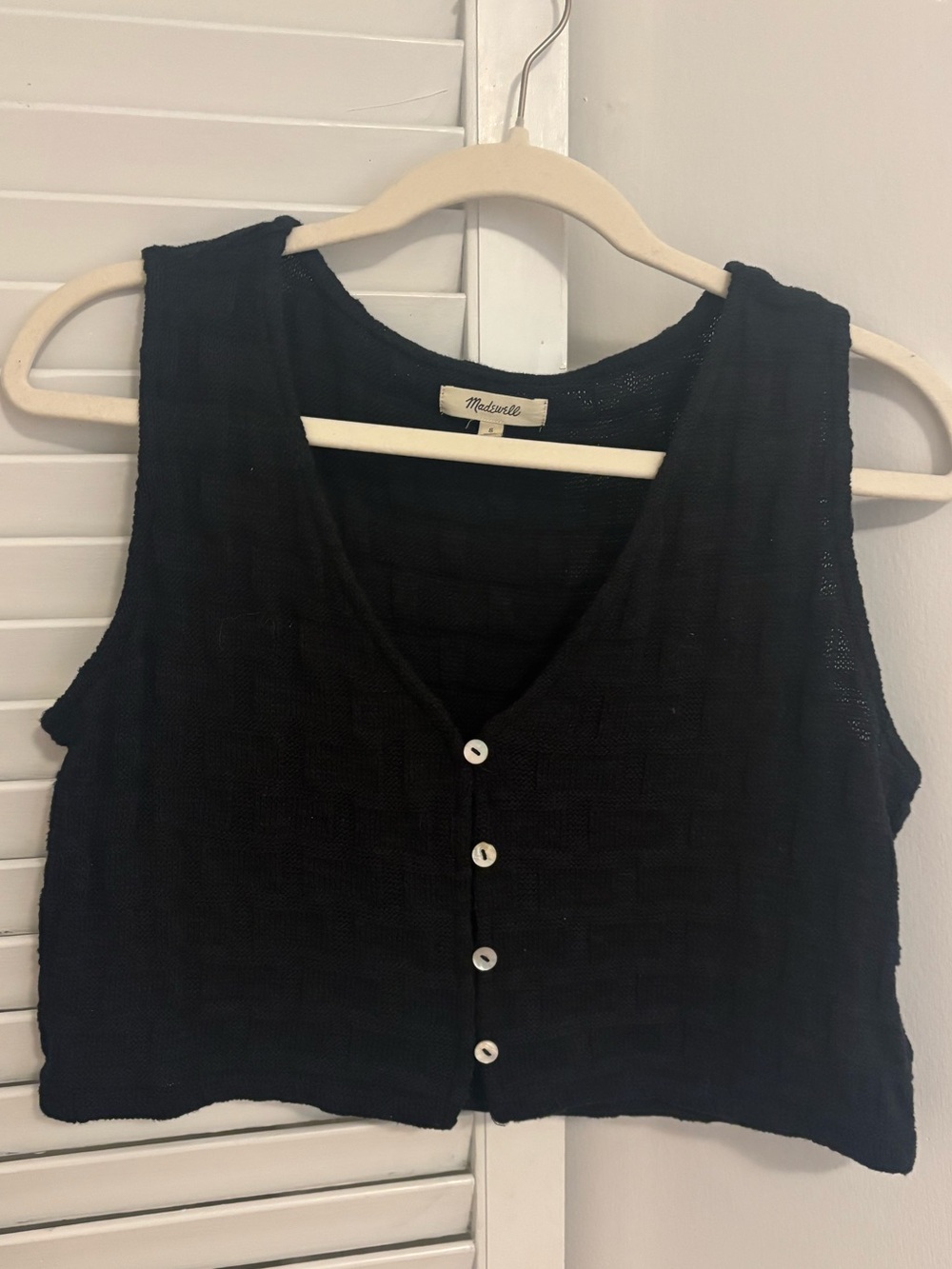 NWOT Madewell Black Button-Front Knit Tank Top